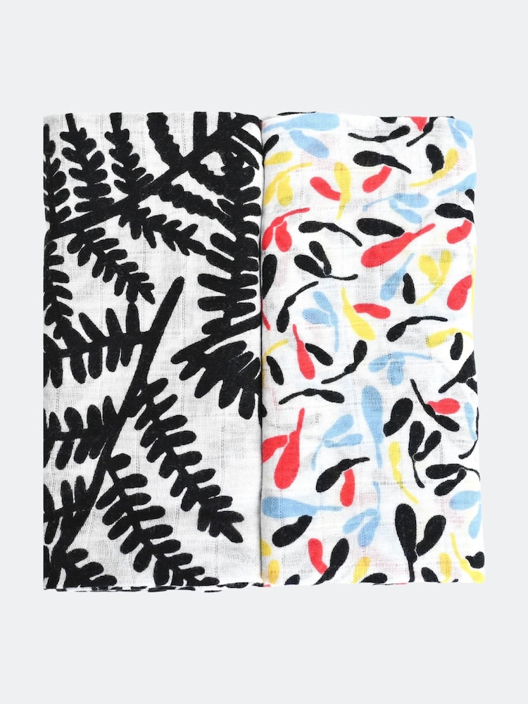Etta Loves 2 Pack Black Fern Print Sensory Muslin Squares - Image 1 of 7