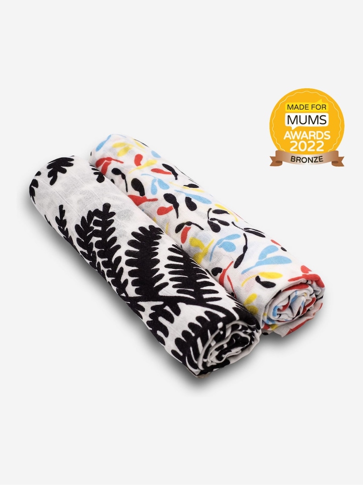 Etta Loves 2 Pack Black Fern Print Sensory Muslin Squares - Image 7 of 7