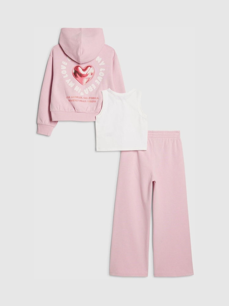 River Island 3 Piece Love Club Hoodie & Kickflare Set - Image 2 of 5