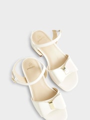 River Island Cream Patent Bow Heeled Sandals - Image 4 of 5