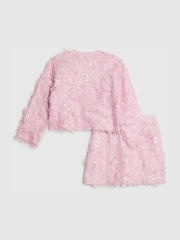 River Island Pink 3D Flower Cardigan & Skirt Set - Image 1 of 5