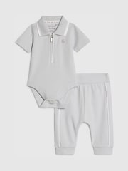 River Island Blue Zip Polo Tipped Bodysuit Set - Image 1 of 4