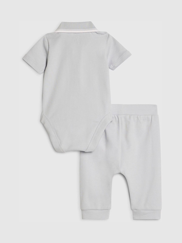 River Island Blue Zip Polo Tipped Bodysuit Set - Image 2 of 4
