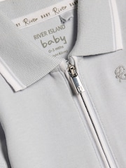 River Island Blue Zip Polo Tipped Bodysuit Set - Image 3 of 4