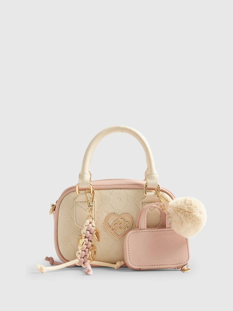 River Island Cream Charm Mini Bowler Cross-Body Bag - Image 1 of 5