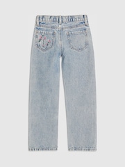 River Island Blue Floral Straight Leg Jeans - Image 2 of 4