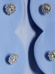 River Island Blue Boucle Scallop Blazer & Skirt Set - Image 3 of 4