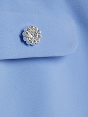 River Island Blue Boucle Scallop Blazer & Skirt Set - Image 4 of 4