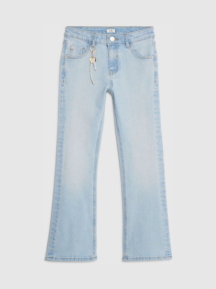 River Island Blue Heart Keychain Flare Jeans - Image 1 of 4