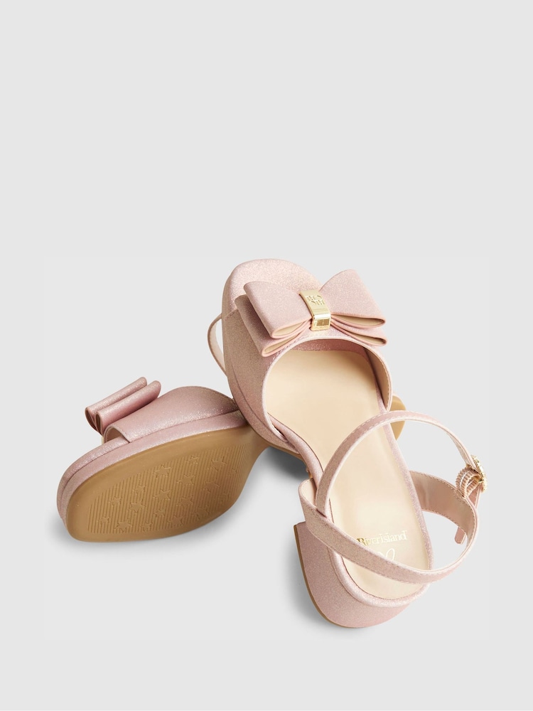 River Island Glitter Bow Heeled Sandals - Imaginea 5 din 5