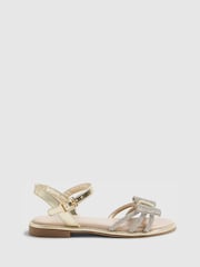 River Island Gold Diamonte Strappy Sandals - Image 1 of 5