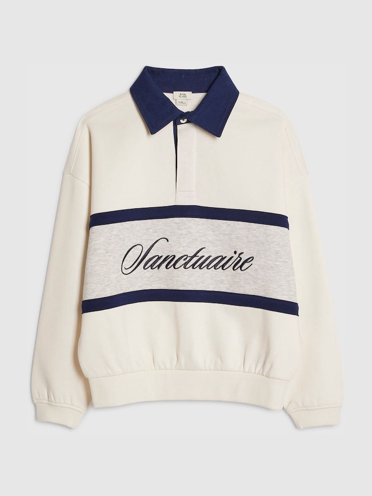 River Island Cream Long Sleeve Sanctuaire Rugby Top - Image 1 of 4 River Island Cream Long Sleeve Sanctuaire Rugby Top - Image 1 of 4