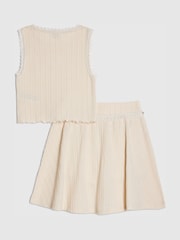 River Island Cream Woven Top & Skirt Set - Image 3 of 5