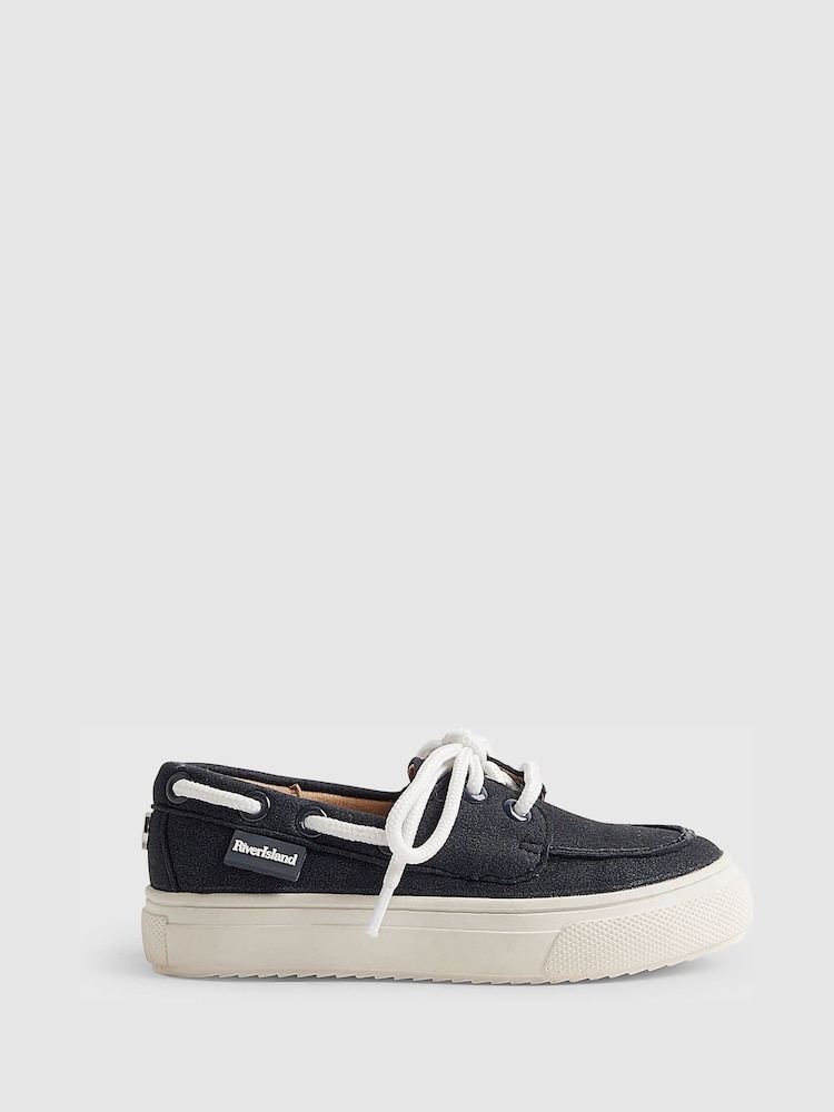 River Island Blue Lace Up Boat Shoes - Image 1 of 5