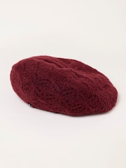 FatFace Burgundy Red Knitted Beret - Image 1 of 3
