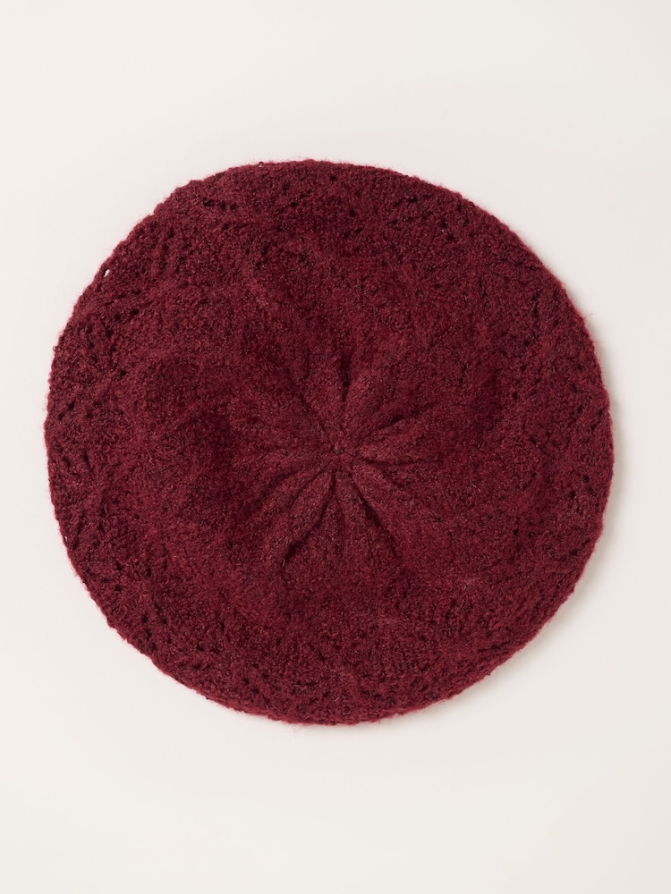 FatFace Burgundy Red Knitted Beret - Image 2 of 3 FatFace Burgundy Red Knitted Beret - Image 2 of 3