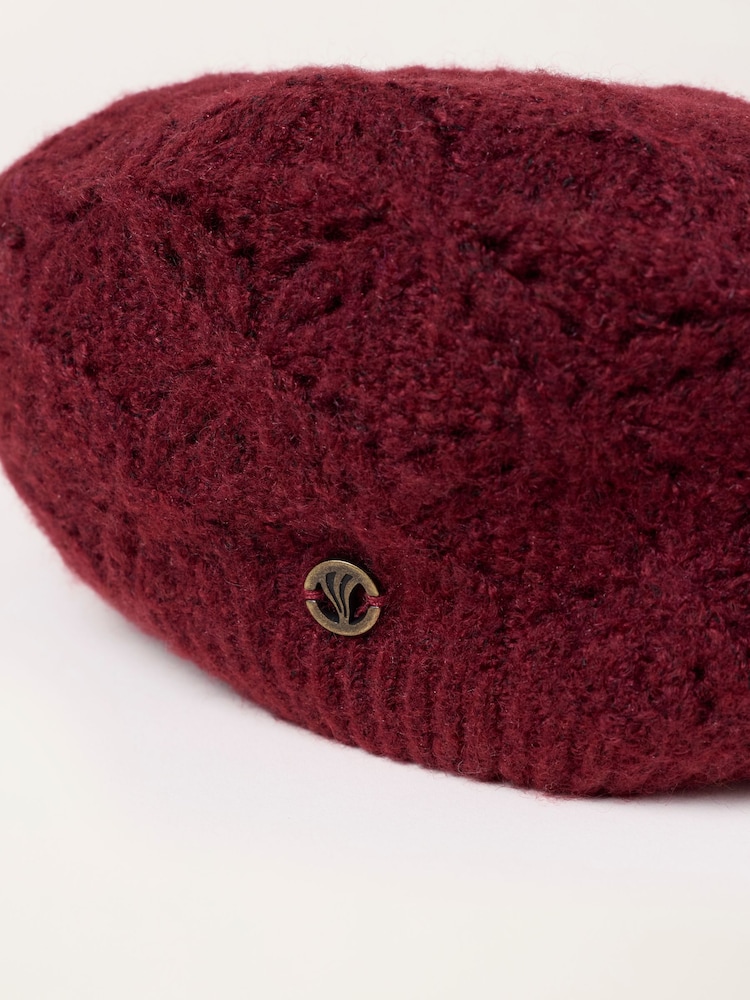 FatFace Burgundy Red Knitted Beret - Image 3 of 3 FatFace Burgundy Red Knitted Beret - Image 3 of 3