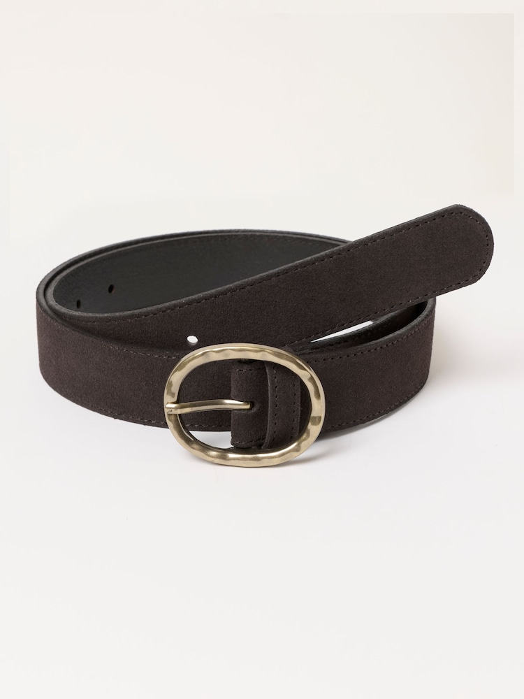 FatFace Chocolate Brown Interest Buckle Suede Belt - Image 1 of 3