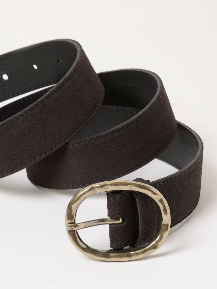 FatFace Chocolate Brown Interest Buckle Suede Belt - Image 2 of 3