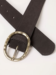 FatFace Chocolate Brown Interest Buckle Suede Belt - Image 3 of 3