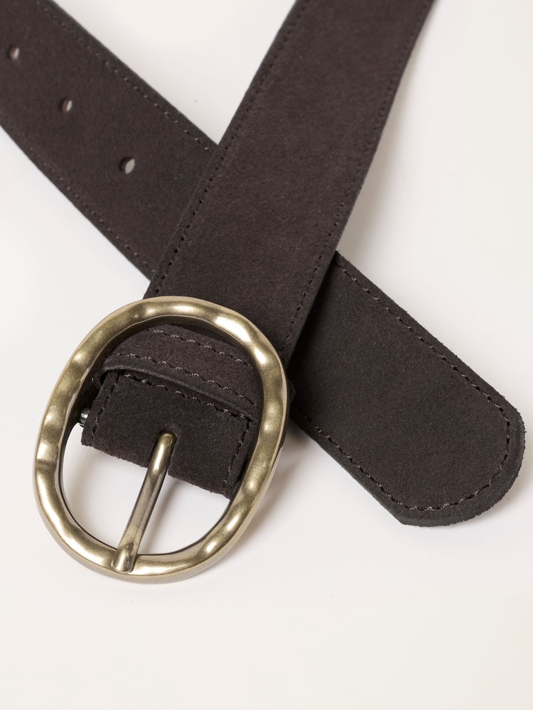 FatFace Chocolate Brown Interest Buckle Suede Belt - Image 3 of 3