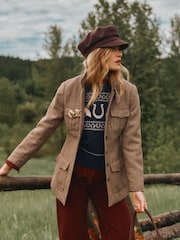 Saddlebury Brown Wool Blend Herringbone Jacket - Image 1 of 13