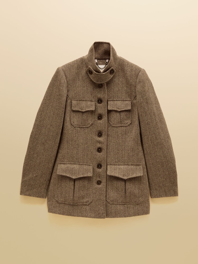 Saddlebury Brown Wool Blend Herringbone Jacket - Image 13 of 13 Saddlebury Brown Wool Blend Herringbone Jacket - Image 13 of 13