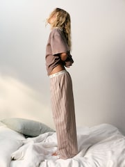 self. Brown Stripe Short Sleeve Pyjamas - Image 1 of 8