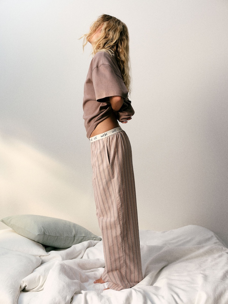 self. Brown Stripe Short Sleeve Pyjamas - Image 1 of 8