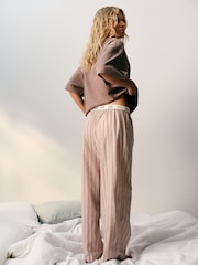 self. Brown Stripe Short Sleeve Pyjamas - Image 4 of 8