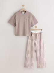 self. Brown Stripe Short Sleeve Pyjamas - Image 6 of 8