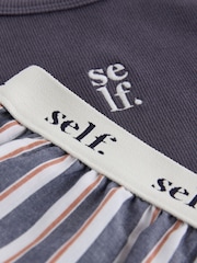 self. Navy Stripe Short Sleeve Pyjamas - Image 7 of 8