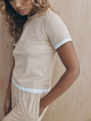 self. Oatmeal Short Sleeve Layered Pyjamas - Image 6 of 6