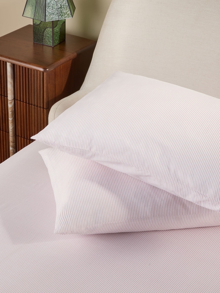 MADE.COM 2 Pack Pink Ansel Stripe Pillowcases - Image 1 of 2 MADE.COM 2 Pack Pink Ansel Stripe Pillowcases - Image 1 of 2