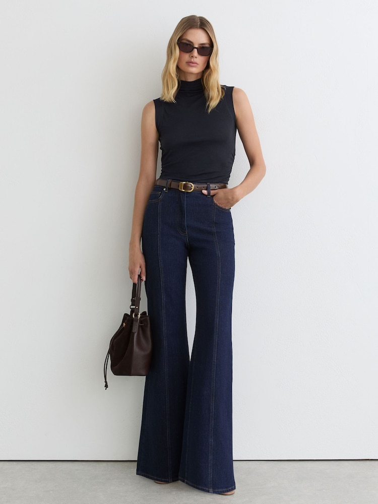 Reiss Navy Hattie Funnel-Neck Jersey-Knit Vest With Wool - Image 1 of 4