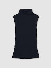Reiss Navy Hattie Funnel-Neck Jersey-Knit Vest With Wool - Image 2 of 4