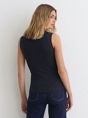 Reiss Navy Hattie Funnel-Neck Jersey-Knit Vest With Wool - Image 3 of 4