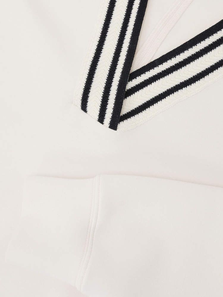 Reiss Ivory Verity Premium Interlock Tipped Cropped Sweatshirt - Image 5 of 5 Reiss Ivory Verity Premium Interlock Tipped Cropped Sweatshirt - Image 5 of 5