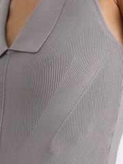 Reiss Grey Vera Collared Rib-Knit Vest - Image 4 of 6
