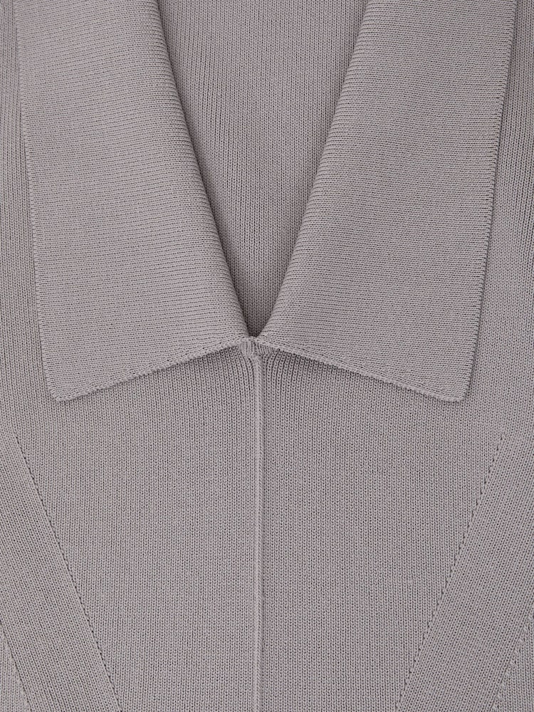 Reiss Grey Vera Collared Rib-Knit Vest - Image 6 of 6