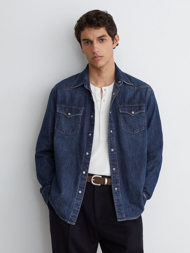 Reiss Mountain Denim Western Regular-Fit Shirt - תמונה 1 מתוך 8