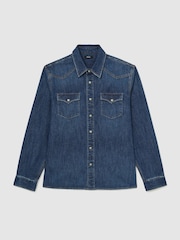 Reiss Mountain Denim Western Regular-Fit Shirt - תמונה 2 מתוך 8