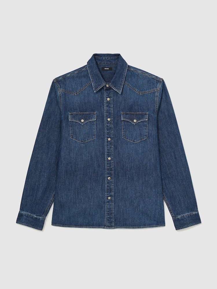 Reiss Mountain Denim Western Regular-Fit Shirt - תמונה 2 מתוך 8