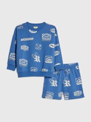 River Island Blue Badge Printed Hoody & Jogger Set - Image 1 of 5