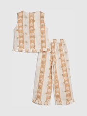 River Island Cream Shell Stripe Waistcoat & Trousers Set - Image 2 of 5