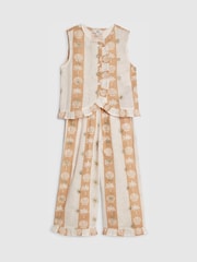 River Island Cream Shell Stripe Waistcoat & Trousers Set - Image 3 of 5