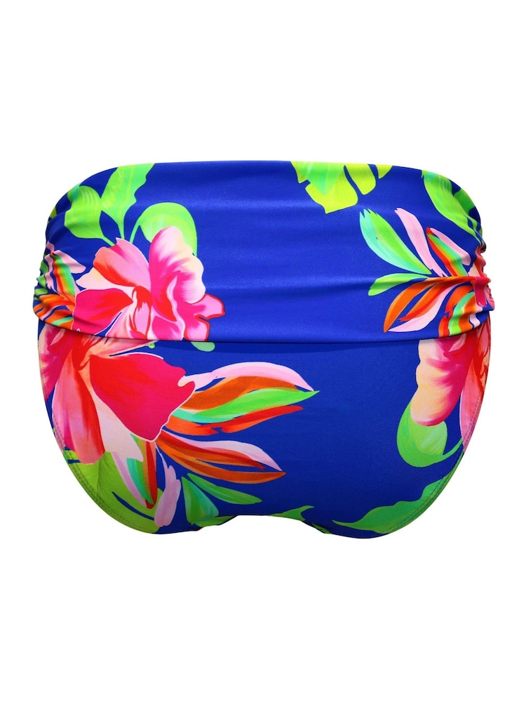 Pour Moi Bright Blue Roll Top Free Spirit Bikini Bottoms - Image 4 of 4