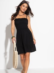 Черный - Пляжное платье без бретелей с присборенным лифом и оборками Pour Moi Mia - Изображение 1 4