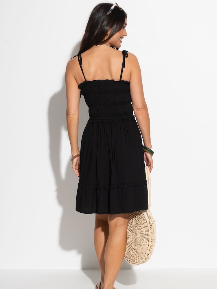 Черный - Пляжное платье без бретелей с присборенным лифом и оборками Pour Moi Mia - Изображение 2 4
