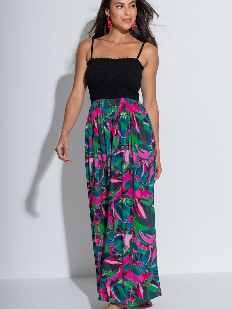 Pour Moi Black Emma Strapless Shirred Bodice Woven Maxi Beach Dress - Image 2 of 4 Pour Moi Black Emma Strapless Shirred Bodice Woven Maxi Beach Dress - Image 2 of 4